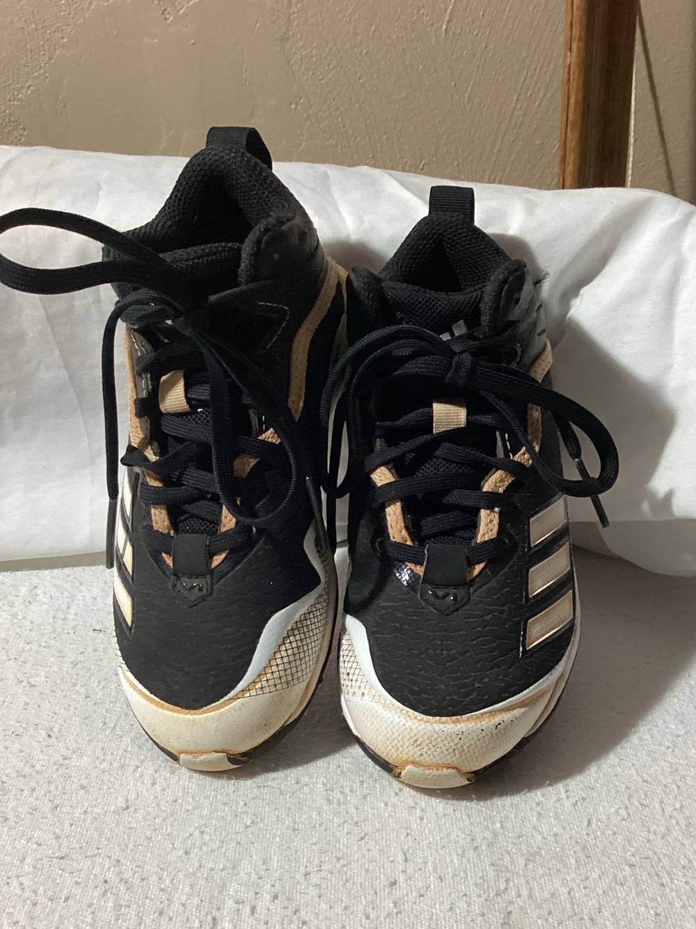 adidas Kids Black and White Baseball Cleats